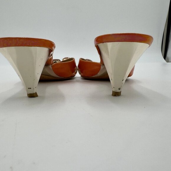 Via Spiga Orange Kitten Heel Sandal Size 7 - Picture 7 of 7